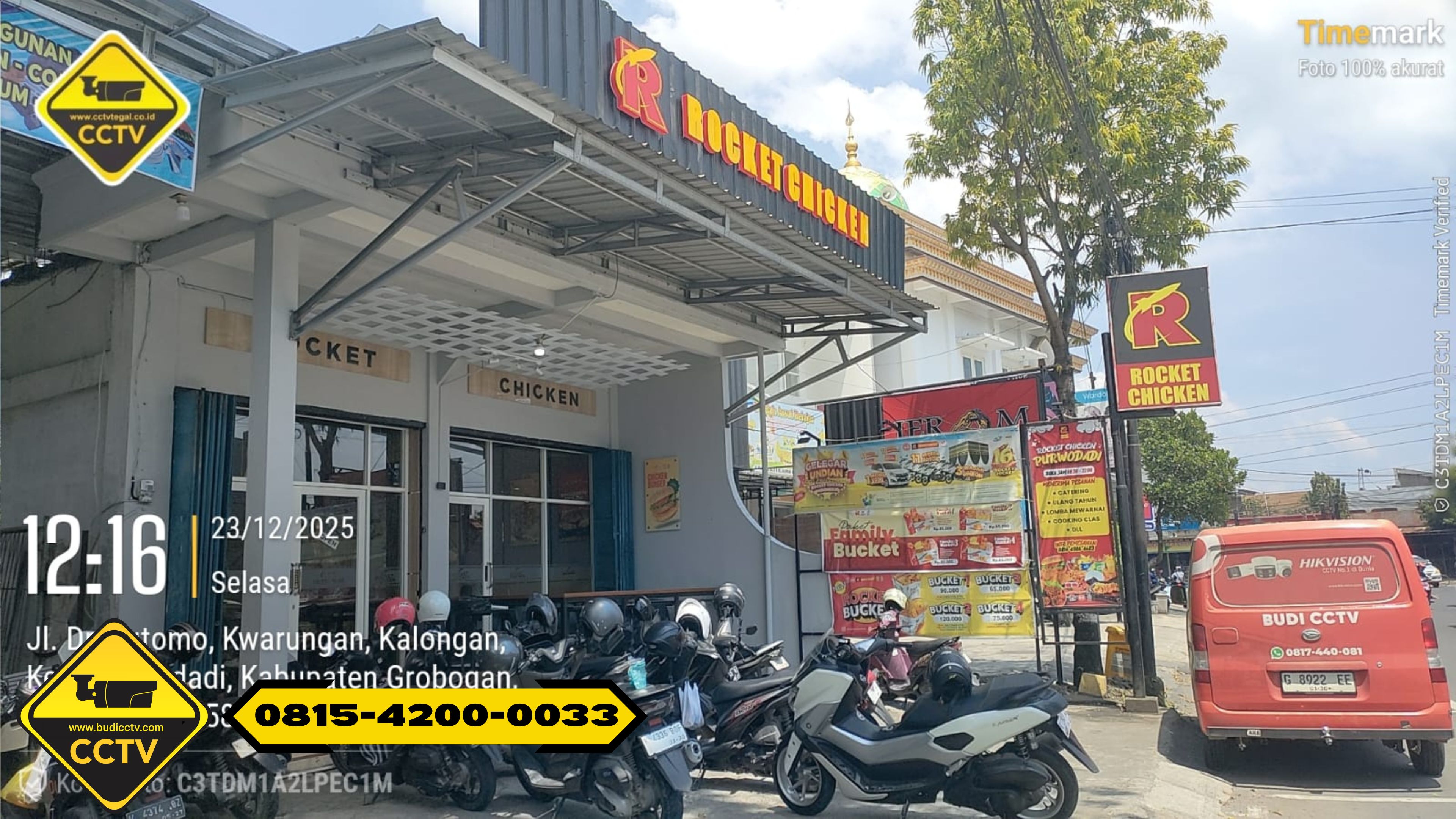 Pemasangan CCTV Hikvision 8 Channel 2MP Smart Hybrid Light dirocket chiken Area Slawi