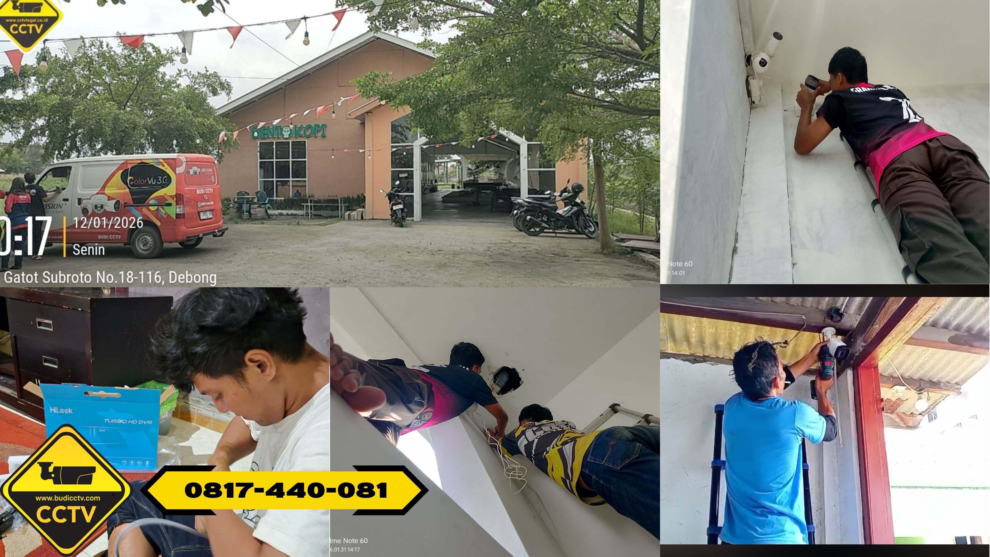 Pemasangan CCTV Hikvision 8 Channel Smart Hybrid Light 5MP di Cafe Kota Pekalongan