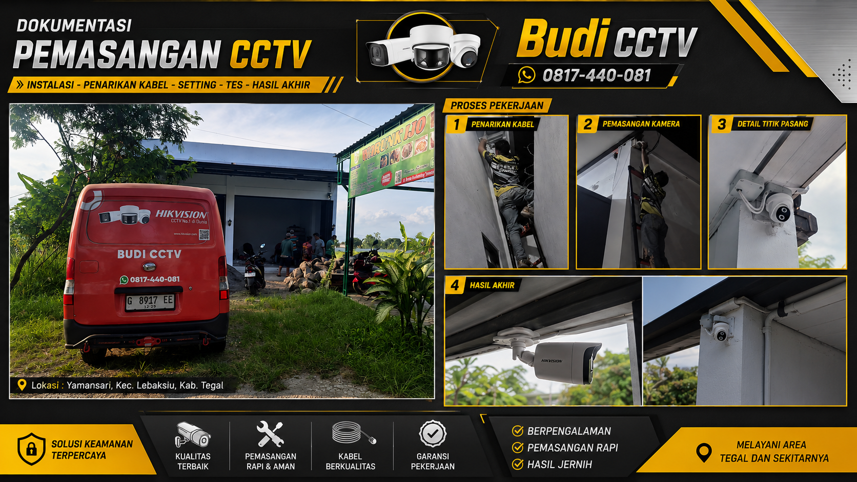 Pemasangan CCTV Hilook + Two Way Audio 4 Channel di Ruko Lebaksiu, Tegal