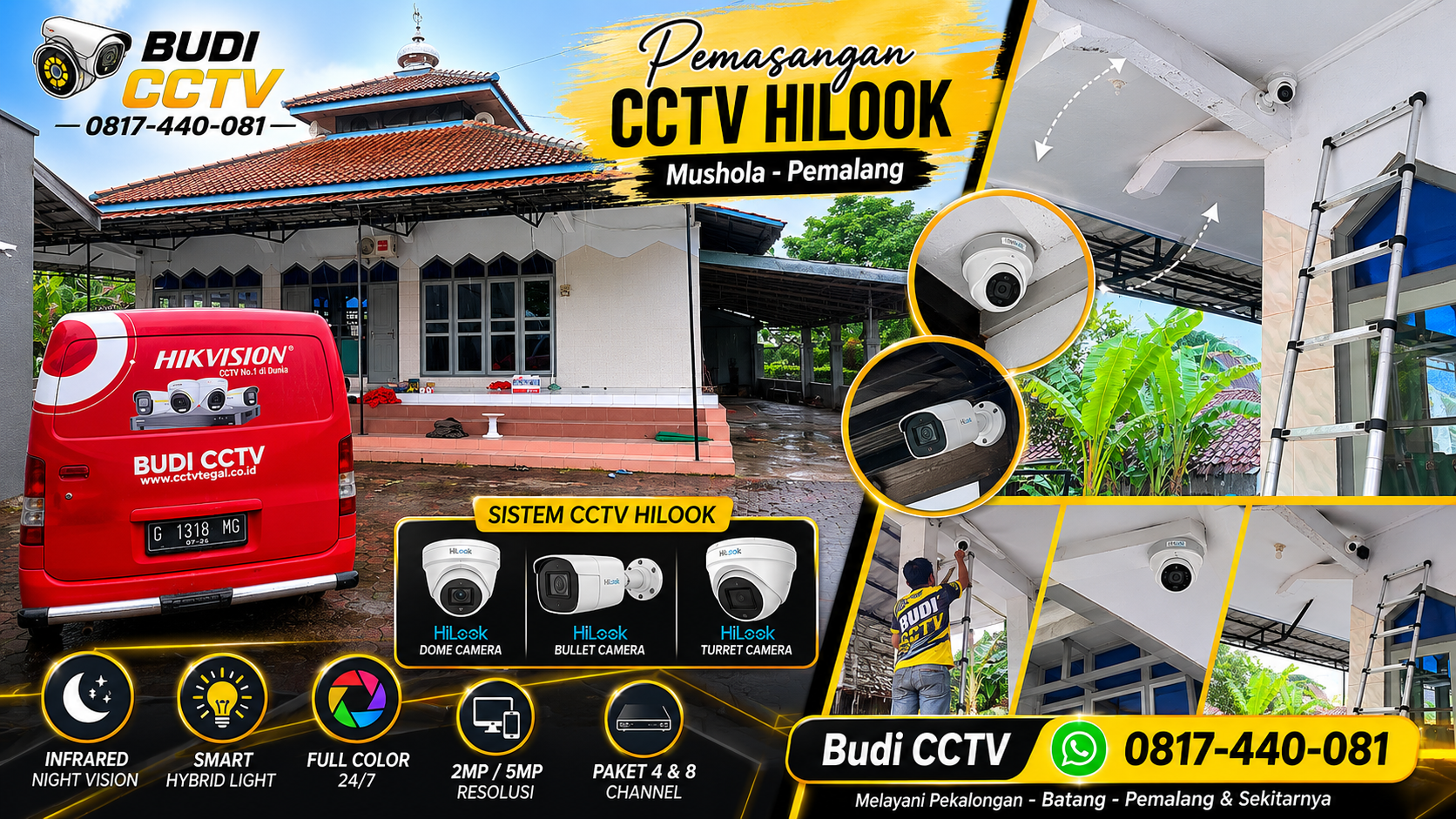 Budi CCTV Pekalongan Selesaikan Instalasi CCTV HiLook di Mushola Pemalang