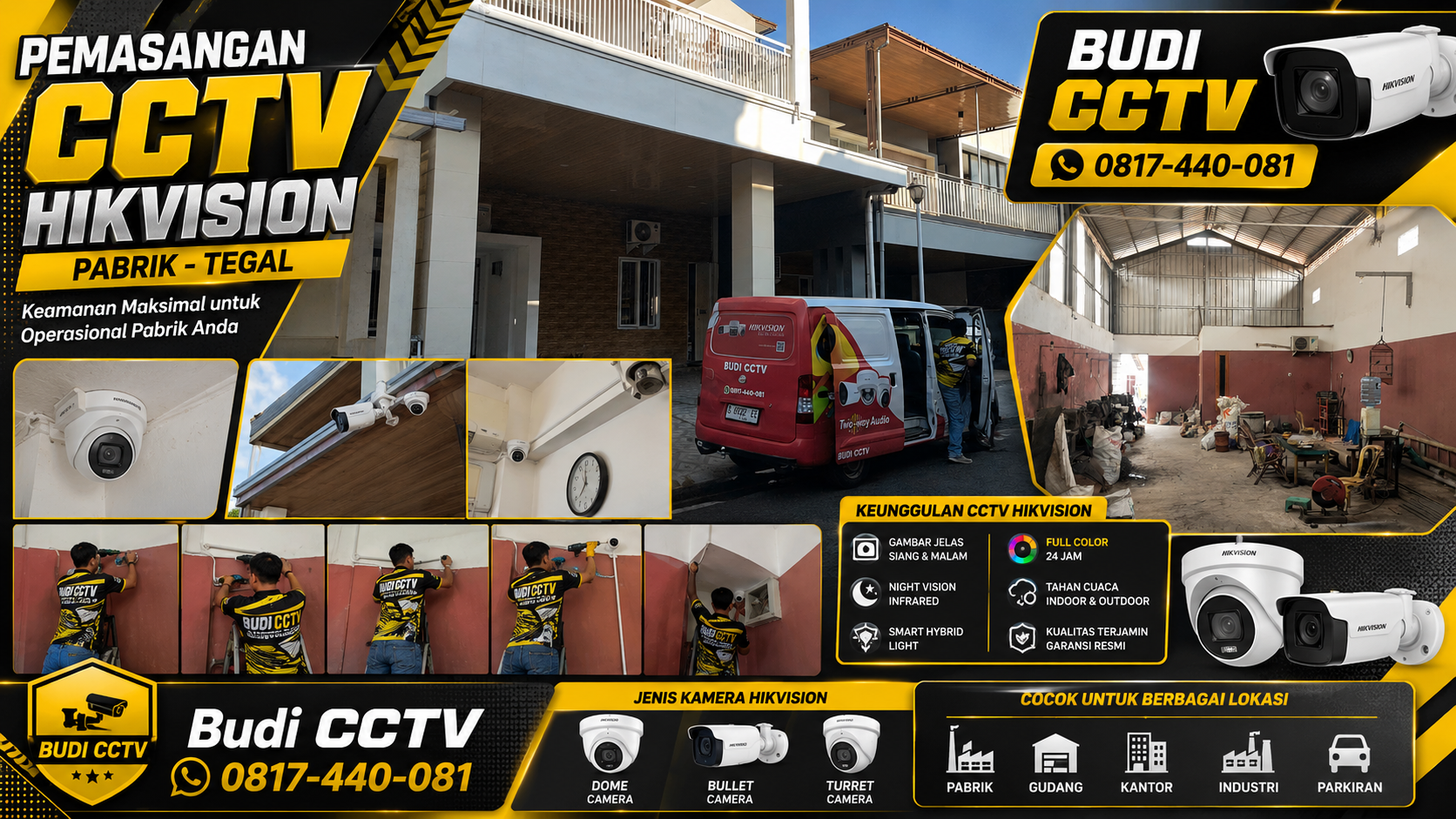 Pemasangan CCTV Pabrik di Area Tegal oleh Teknisi Budi CCTV Pekalongan