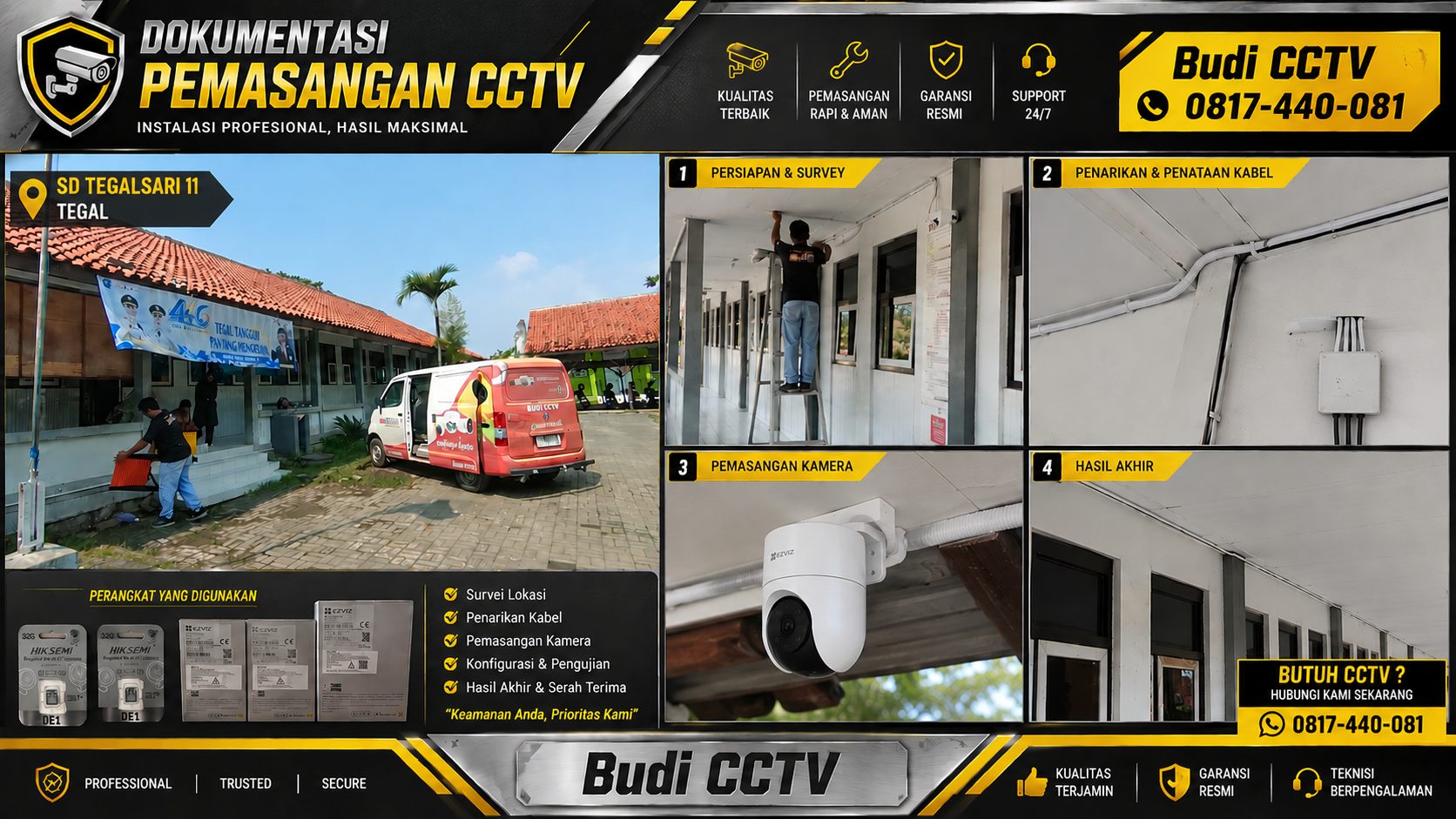 Instalasi CCTV Ezviz di SD Tegalsari 11 Tegal Oleh Budi CCTV