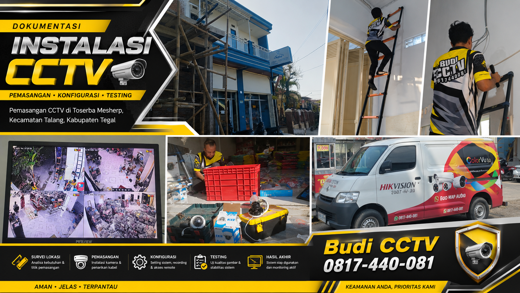 Instalasi CCTV HiLook IP Camera di Toko Melshop Tegal, Solusi Keamanan Modern untuk Usaha dan Toko