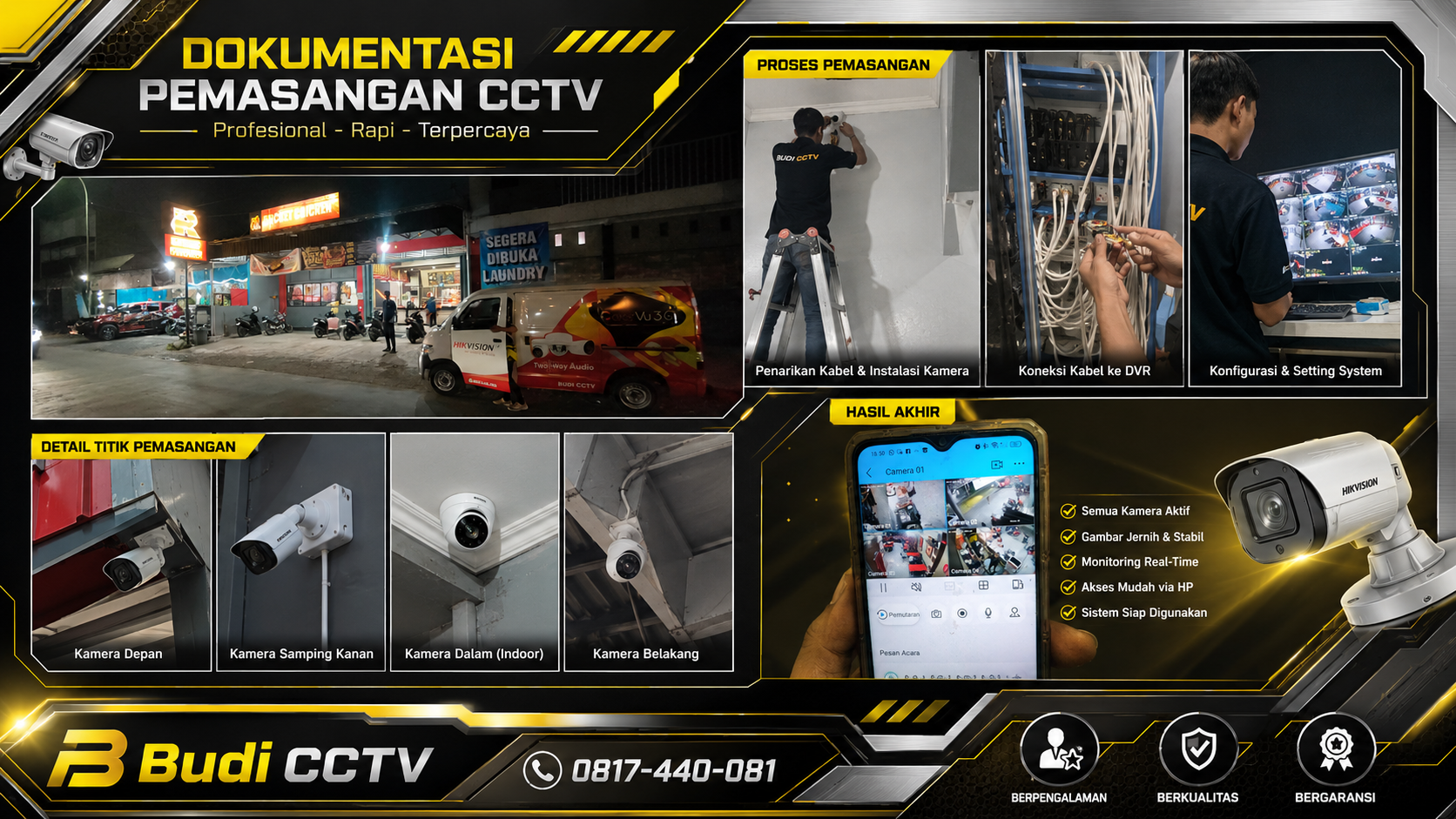 Budi CCTV Pasang Kamera Keamanan di Roket Chicken Tegal
