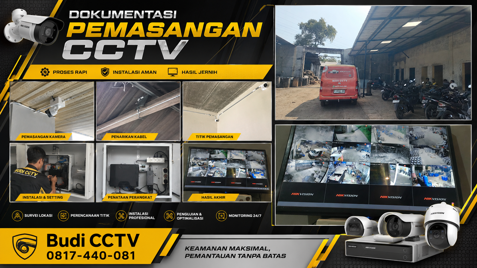 Instalasi CCTV Hilook IP Camera di Area Pabrik Pekalongan, Solusi Monitoring untuk Keamanan Operasional