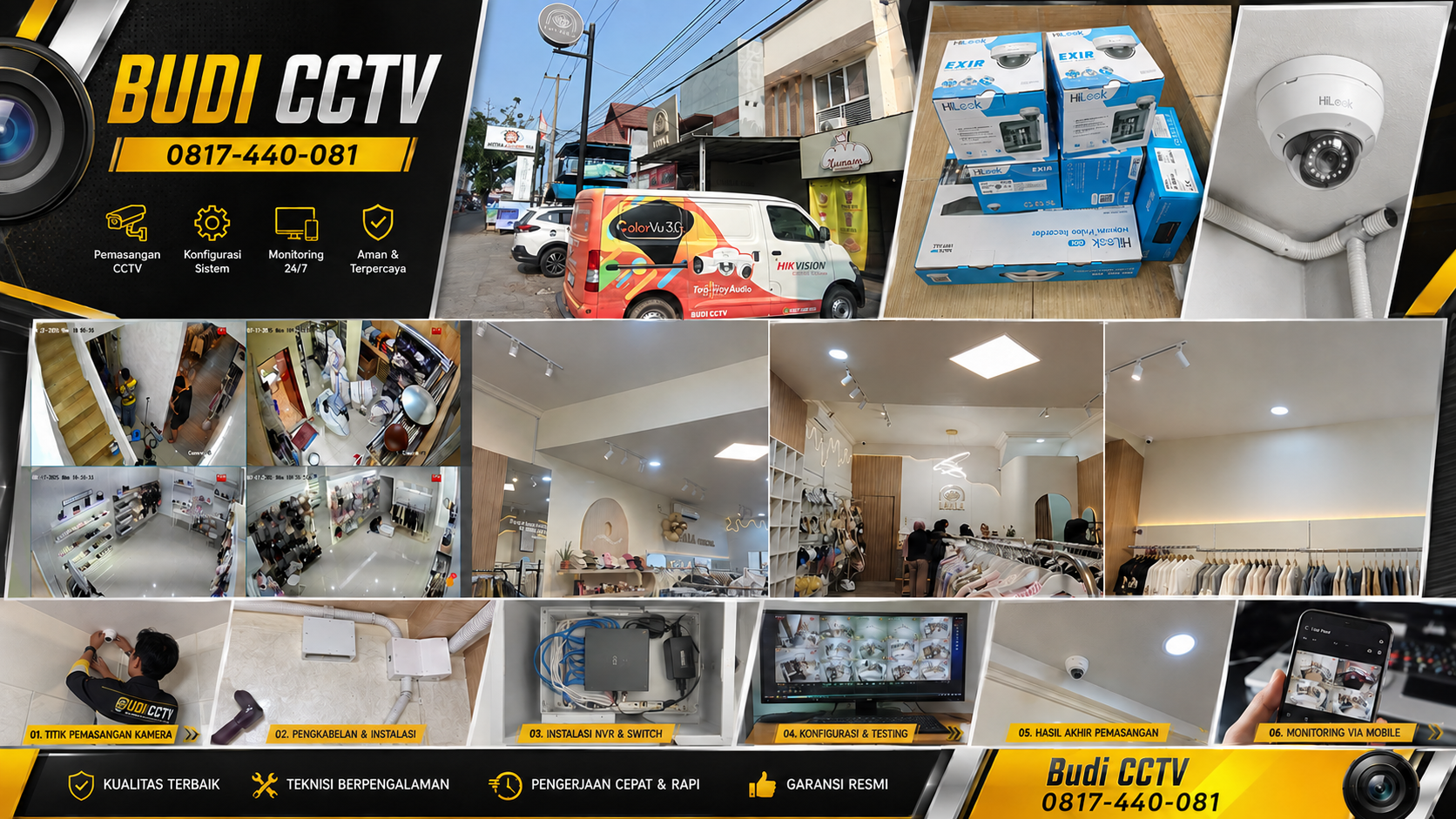 Pemasangan CCTV HiLook IP Camera Toko Fashion Wanita Cirebon