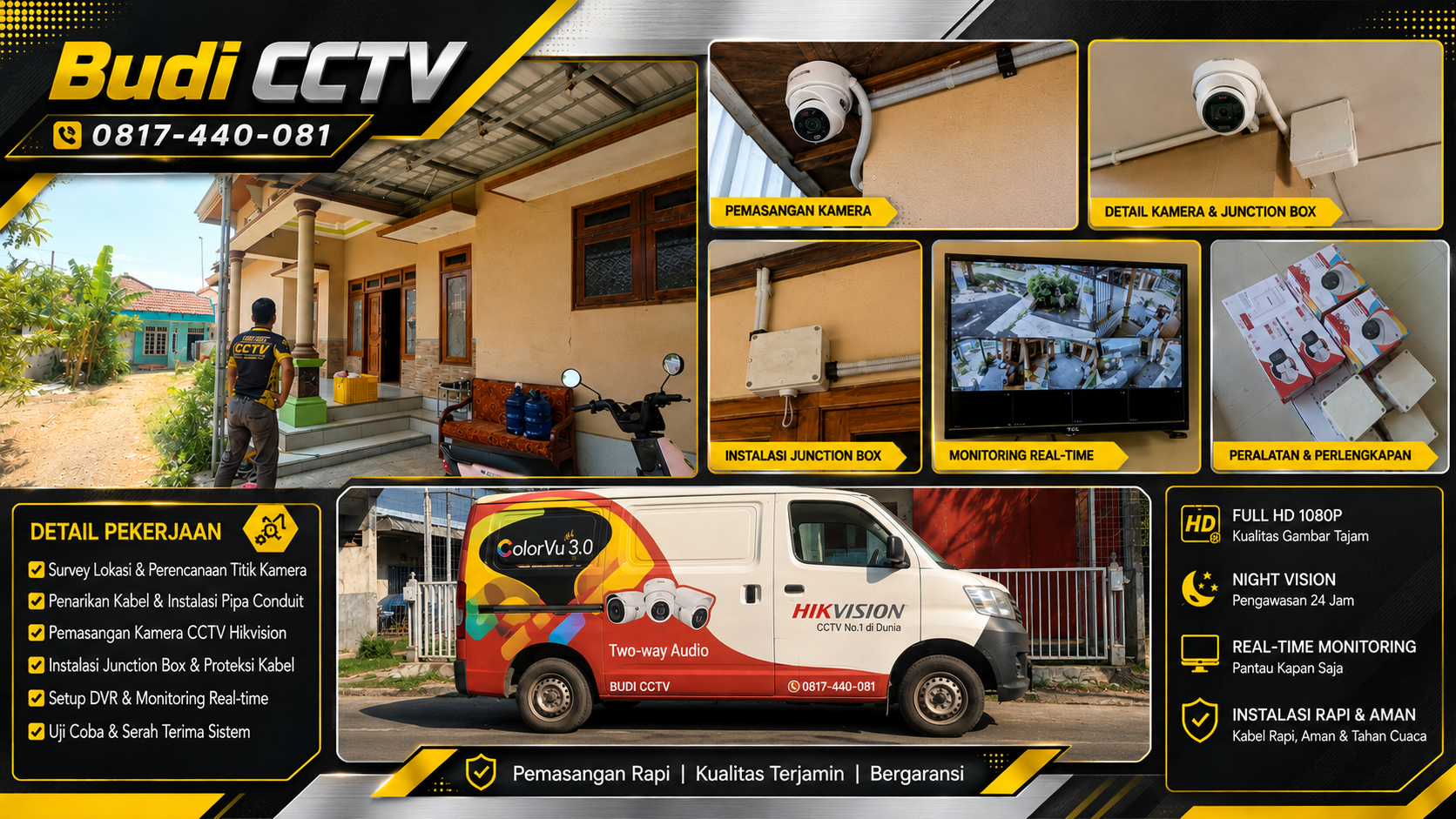Instalasi CCTV Hikvision Two Way Audio di Rumah Area Brebes