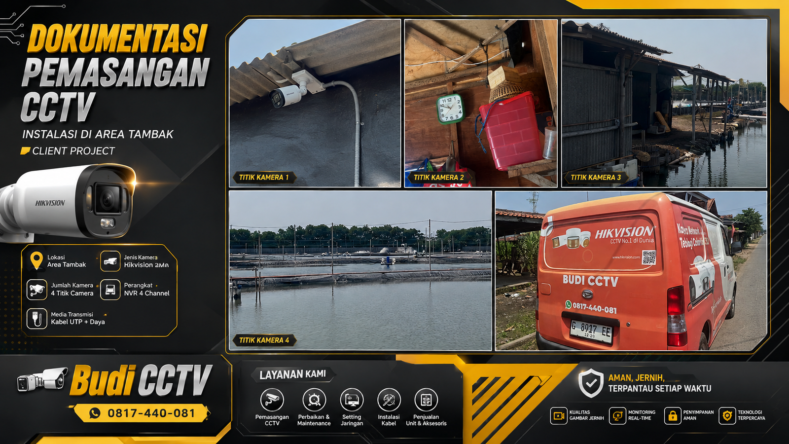 Instalasi CCTV Hikvision di Tambak Cirebon, Oleh Budi CCTV