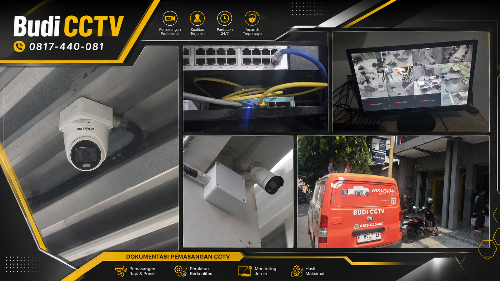 Instalasi CCTV IP Camera Hikvision di Kantor Bank Area Brebes