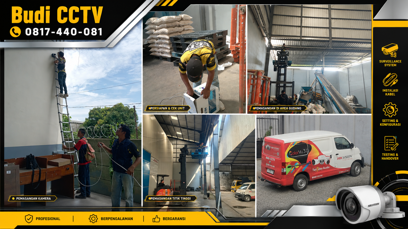 Pemasangan CCTV Hikvision di Pabrik Tegal oleh Budi CCTV