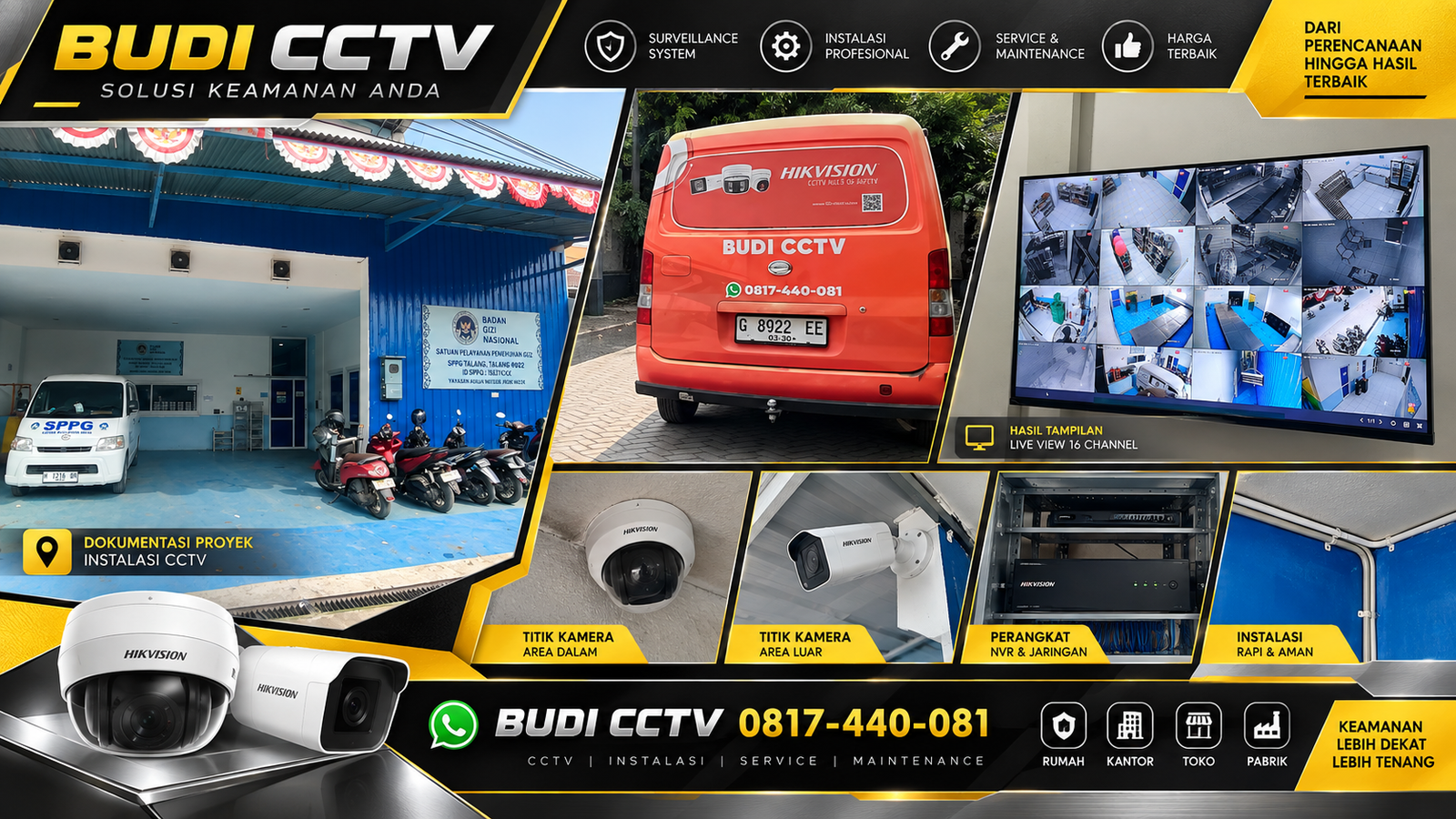 Instalasi CCTV Hikvision di SPPG Tegal oleh Tim Teknisi Budi CCTV