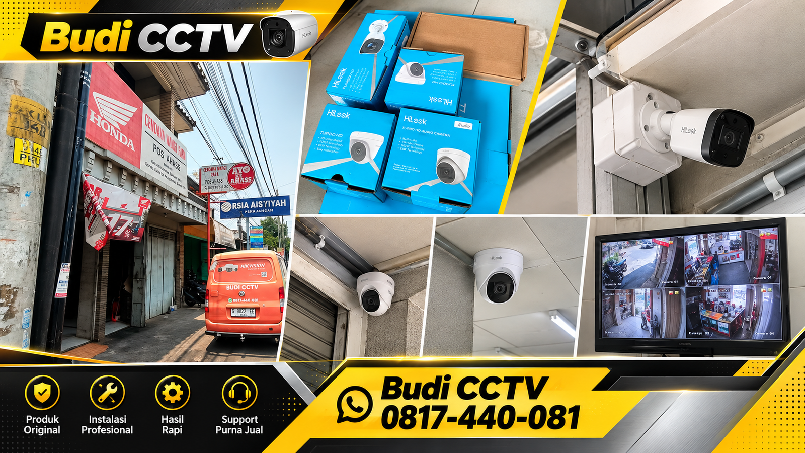 Instalasi CCTV Hilook pada Bengkel Motor di Pekalongan untuk Keamanan Usaha Lebih Terjaga