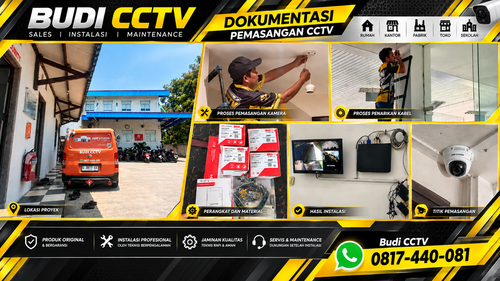 Instalasi CCTV Hikvision Pabrik Pemalang oleh Teknisi Budi CCTV